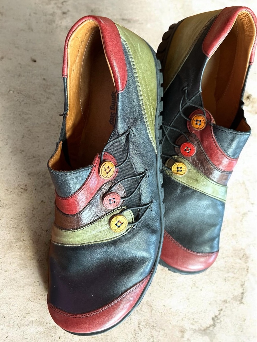 Spring Step Neeta Button Multi Color Leather Slip On Shoes Size EU 41 US 9.5-10